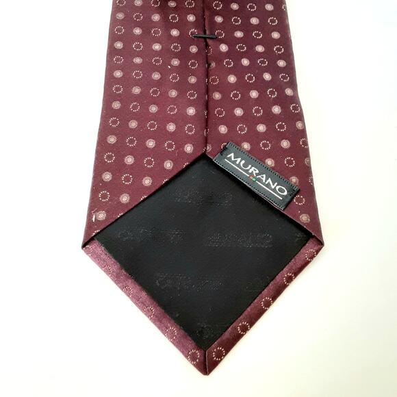 Murano 100% Silk Mens Necktie Maroon Wine Gold Mens Holiday Neck Tie - Picture 4 of 7